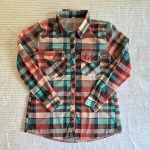 Women's Size Small Multi-Color Plaid Button Down Long Sleeve Shirt